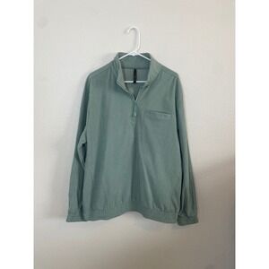 Fabletics‎ Women's XL Athletic Quarter Zip Pullover Ribbed Texture Light Green